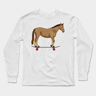 Horse as Skater on Skateboard Long Sleeve T-Shirt